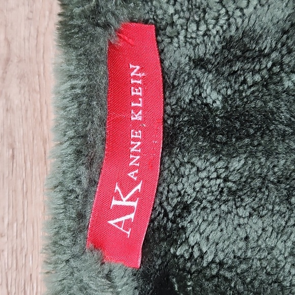 Anne Klein Moss Green Plush Faux Suede & Faux Fur Lined Jacket Coat - Picture 12 of 16